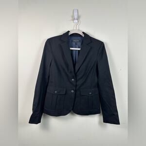 Rag & Bone Wool Blend Black Blazer Double Front Pocket Two Button Size 6 Sample